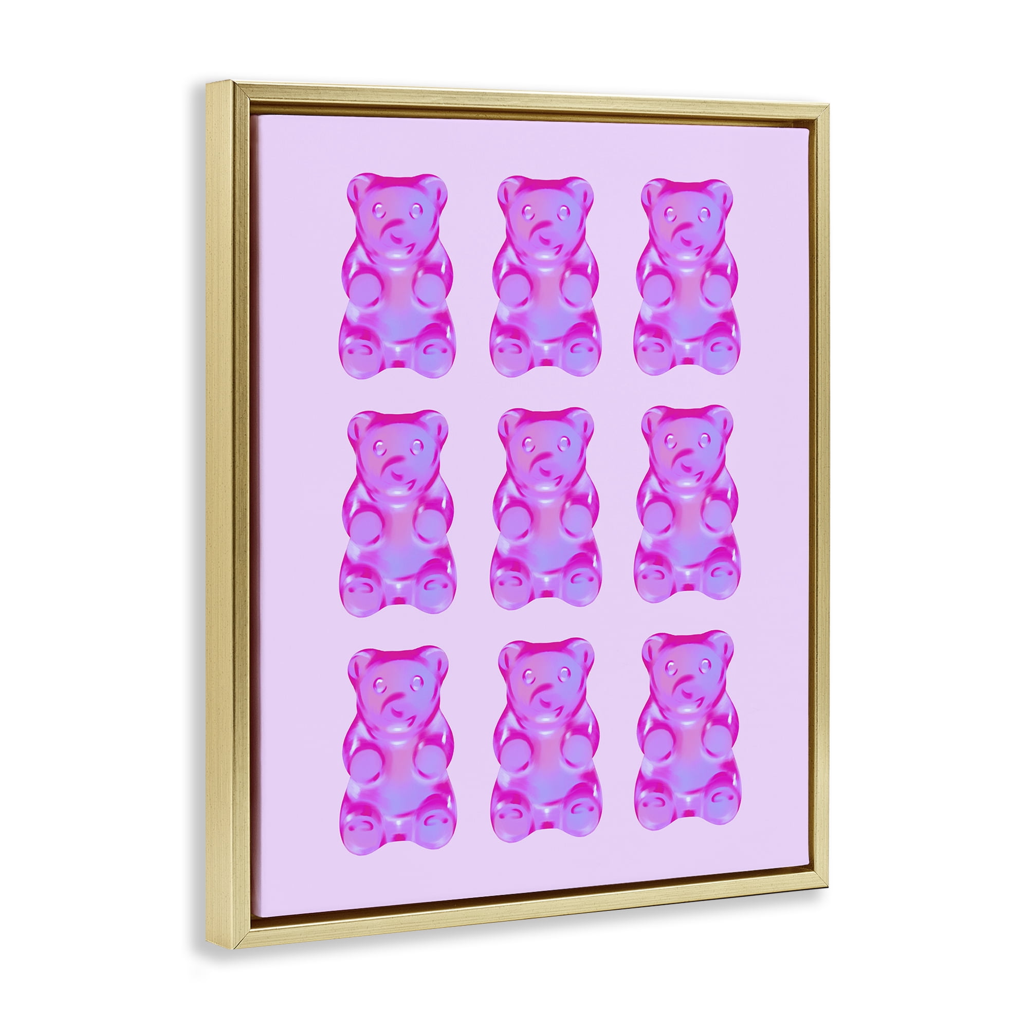 Stupell Industries Purple Ombre Candy Bears Food & Beverage Painting Gold Floater Framed Canvas Art Print Wall Art, 25 x 31