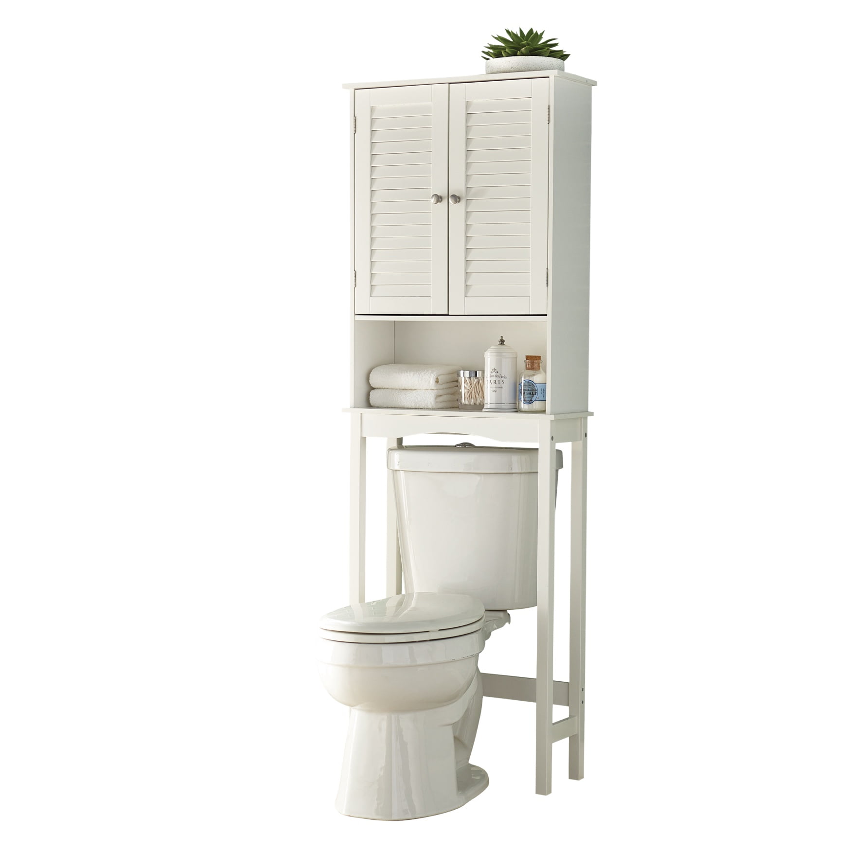 BrylaneHome Louvre Étagere Over Toilet Storage Furniture, White