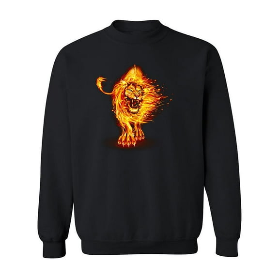 Magnificent Lion On Fire Sweatshirt Men -Image by Shutterstock, Male Medium