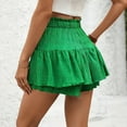 thumbnail image 4 of Ovticza Women's High Waist Ruffle Mini Skirt Built in Shorts A Line Flowy Boho Skirt with Pockets Green M, 4 of 9