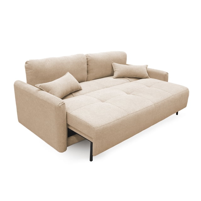 Sofá Cama Basel matrimonial Spring Air, con almacenamiento color Beige