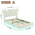 thumbnail image 6 of Homfa Queen Size Velvet Upholstered Bed with LED Lights, Floating Platform Bed Frame with Butterfly Crystal Button Tufted Headboard, Beige, 6 of 7