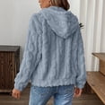 thumbnail image 6 of FAIWAD Women's Fleece Jacket Open Front Zip-Up Fuzzy Hooded Cardigan Casual Loose Winter Outerwear, 6 of 9