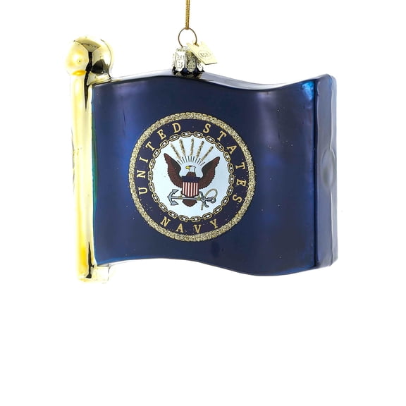 Kurt S. Adler U.S. Navy Glass Flag Ornament, 4 x 1 x 4 inches