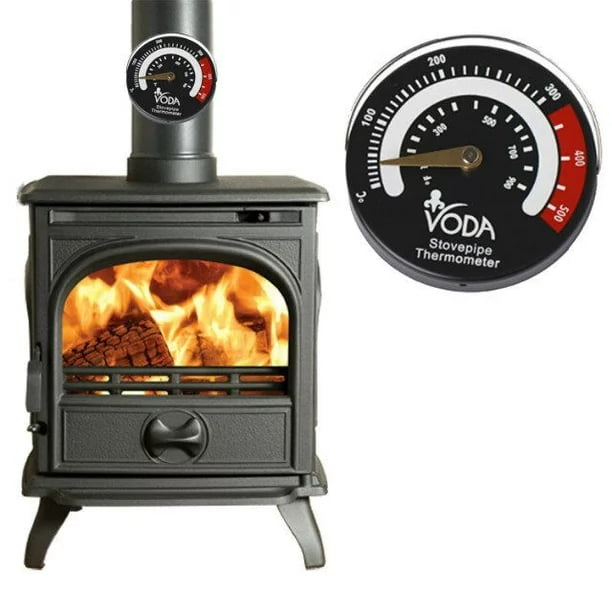 4-Blade wood stove Fan, Heat Powered Stove Fan for Log Burner/Fireplace  with Magnetic Thermomete 