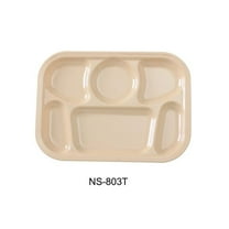 Yanco NS-803T Nessico 6-Compartment Plate - Rectangular - Melamine, Tan - 13 x 9.5 in. - Pack of 12