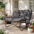 thumbnail image 3 of IVV Weather Resistant 2-Seater PE Rattan Loveseat, Metal Frame Lounge Seating with Gray Thick Cushion & Side Pockets, Easy Assembly Patio Furniture, 54.72"L x 37.4"W x 37.8"H, 3 of 10