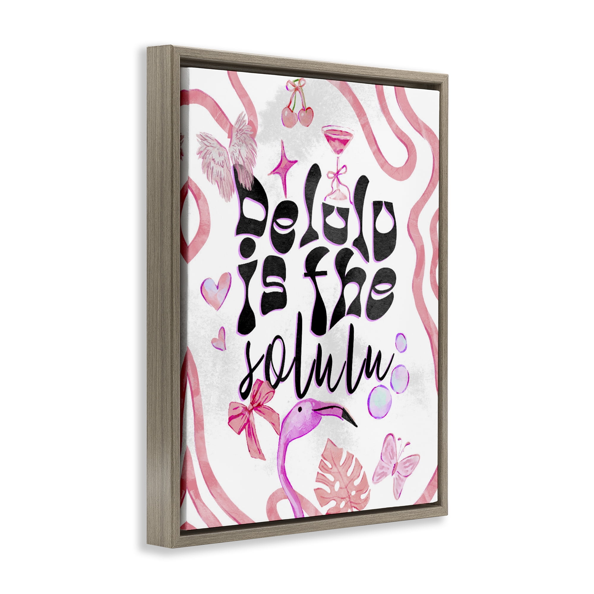 Stupell Industries Delulu Is The Solulu Brown Framed Floater Canvas Wall Art, design by Ziwei Li