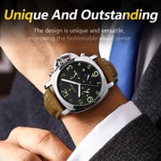 Poedagar Simple Leather Strap Men's Business Waterproof Luminous Calendar Chronograph Quartz Watch
