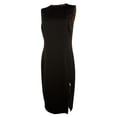 thumbnail image 2 of Women's Side Zip Slit Sheath Dress Blck 4, 2 of 4