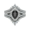 thumbnail image 4 of 14K White Gold Wedding Ring Set Enhancer Look Bands Solitaire Pear Black Diamond (I,I1), 4 of 5