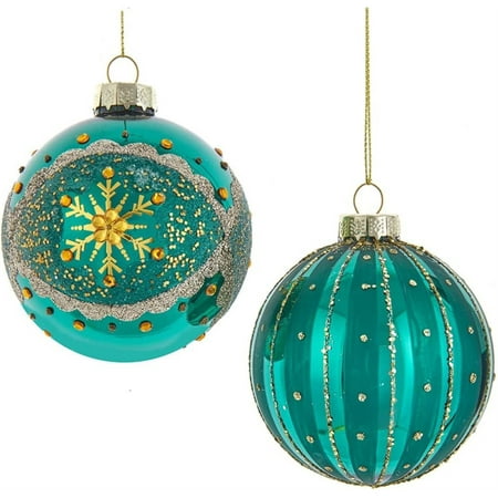 UPC 086131681516 product image for Kurt S. Adler Gold  Green and Blue Embellished Ball  6 Piece Ornament Set  80MM | upcitemdb.com