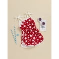 thumbnail image 6 of Aojekbee Kid Girls Jumpsuit, Tie-up Spaghetti Straps Stars Print Romper 4th of July Clothes, 6 of 10