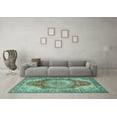 thumbnail image 3 of Ahgly Company Indoor Square Medallion Turquoise Blue Traditional Area Rugs, 4' Square, 3 of 4