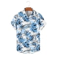 thumbnail image 6 of Men's Hawaiian Wrinkle Short Sleeve Button Down Tropical Floral Beach Vacation Shirt Blue S, 6 of 7