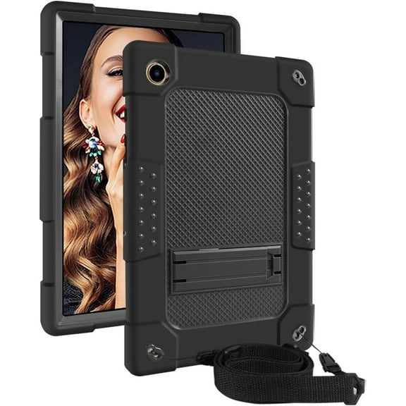 FIEWESEY for Samsung Galaxy Tab A8 Case, Heavy-Duty Shock-Resistant Kids Friendly Protective case(with Stand) for Samsung Galaxy Tab A8 10.5 inch 2022 Release (Model: SM-X200/X205/X207)(Black/Black)