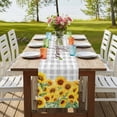 thumbnail image 4 of Yellow Sunflowers Table Runner, Summer Floral Elegant Pastoral Checkered Cotton Linen Table Runners 72 Inches Long, Dresser Scarf Runner for Dining/Coffee/Kitchen/TV Stands/Cabinets 13''x72'', 4 of 9