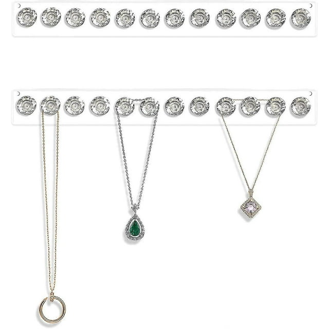 Paquete de 2 colgadores de collares de acrílico para colgar en la pared. Organizador de joyas.