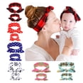 thumbnail image 4 of Turbante estampado para bebé, conjunto de diadema con orejas de conejo y accesorios para el cabello (cuadrícula roja brillante), 4 of 5