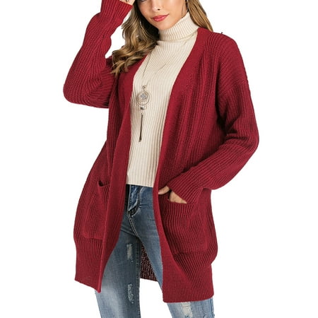 Women Casual Open Front Knit Cardigan Outwear Lightweight