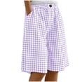 thumbnail image 3 of QSXADF Boys Girls Cotton Linen Shorts Casual Pants Kids Straight Leg Checkered Waist Loose Comfy Shorts With Pockets Kids Shorts, 3 of 7