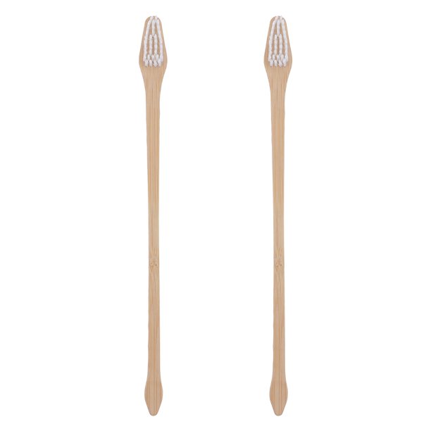 2 cepillos de dientes de bambú para perros y gatos, de doble cabezal.