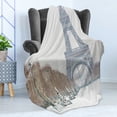 thumbnail image 4 of Winter Soft Flannel Fleece Blanket, Eiffel Tower in Snow Outdoors Champ de Mars Tourist Attraction Paris France, Cozy Plush for Indoor and Outdoor Use, 70" x 90", White Brown Green, by Ambesonne, 4 of 5