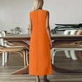 thumbnail image 6 of Tianiyouqing Women's Sleeveless Linen Maxi Dresses Zipper Back Flowy Plus Size Church Gauze Dresses V Neck Vintage Travel Long Dresses Orange L, 6 of 8