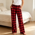 thumbnail image 2 of PNTUTB Pajama Pants for Women Fashion Plaid Elastic Waist Straight Leg Pant Loose Casual Comfort Trendy Lounge Sleep Pants with Pockets, 2 of 7