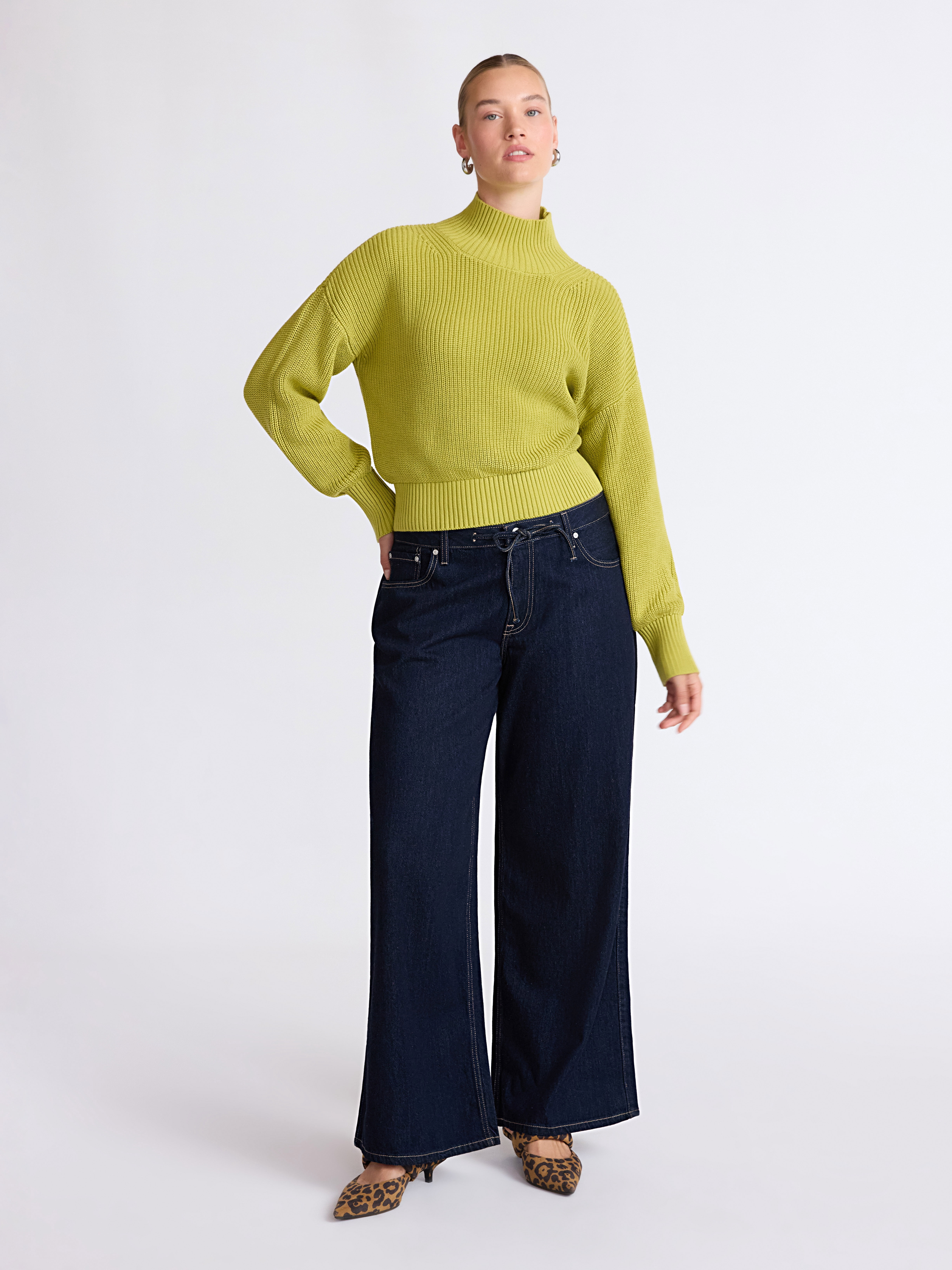 Scoop Women’s Cotton Boxy Ribbed Turtleneck Sweater, Midweight, Size XS-XXL