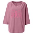 thumbnail image 4 of Blusa informal con estampado de manga 3/4 y cuello en V de verano para mujer a la moda Fridja  czfsfas5211, 4 of 5