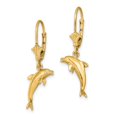 thumbnail image 5 of Auriga Fine Jewelry 14K Yellow Gold 3-D Mini Dolphin Jumping Dangle Earrings for Women(L- 31.2mm, W- 16mm), 5 of 5
