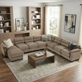 thumbnail image 4 of Bonzy Home Convertible Sectional Sofa With Ottoman, Ultra‑Comfort Seating – Configurable for Living Room & Family Room, Brown, 4 of 10