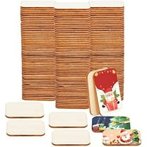 150 Pcs Rectangle Unfinished Wood Pieces 1.3x1.9" Blank Natural Wood Slices Craft Supplies Pyrography Wooden Cutouts Ornaments with Round Corner for Painting DIY Carving Wedding Christmas
