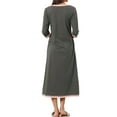 thumbnail image 3 of INSPIRE CHIC Women's Nightgown 3/4 Sleeve V Neck Loungewear Long Sleep Nightshirt with Pockets XS Grey, 3 of 6
