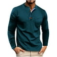 thumbnail image 2 of Aobny Polo Collared Tshirts Pocket Cotton Blue Long Sleeve Tees Men Plain Pullover Work Shirts,XL, 2 of 6