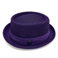 thumbnail image 4 of HuangHuanChen British Jazz Hat Short Brim Fedora Classic Summer Breathable Mesh Hat Panama Cap for Men Women Outdoor Sun Hat Fashion Beach Hat Dark Purple One Size, 4 of 6