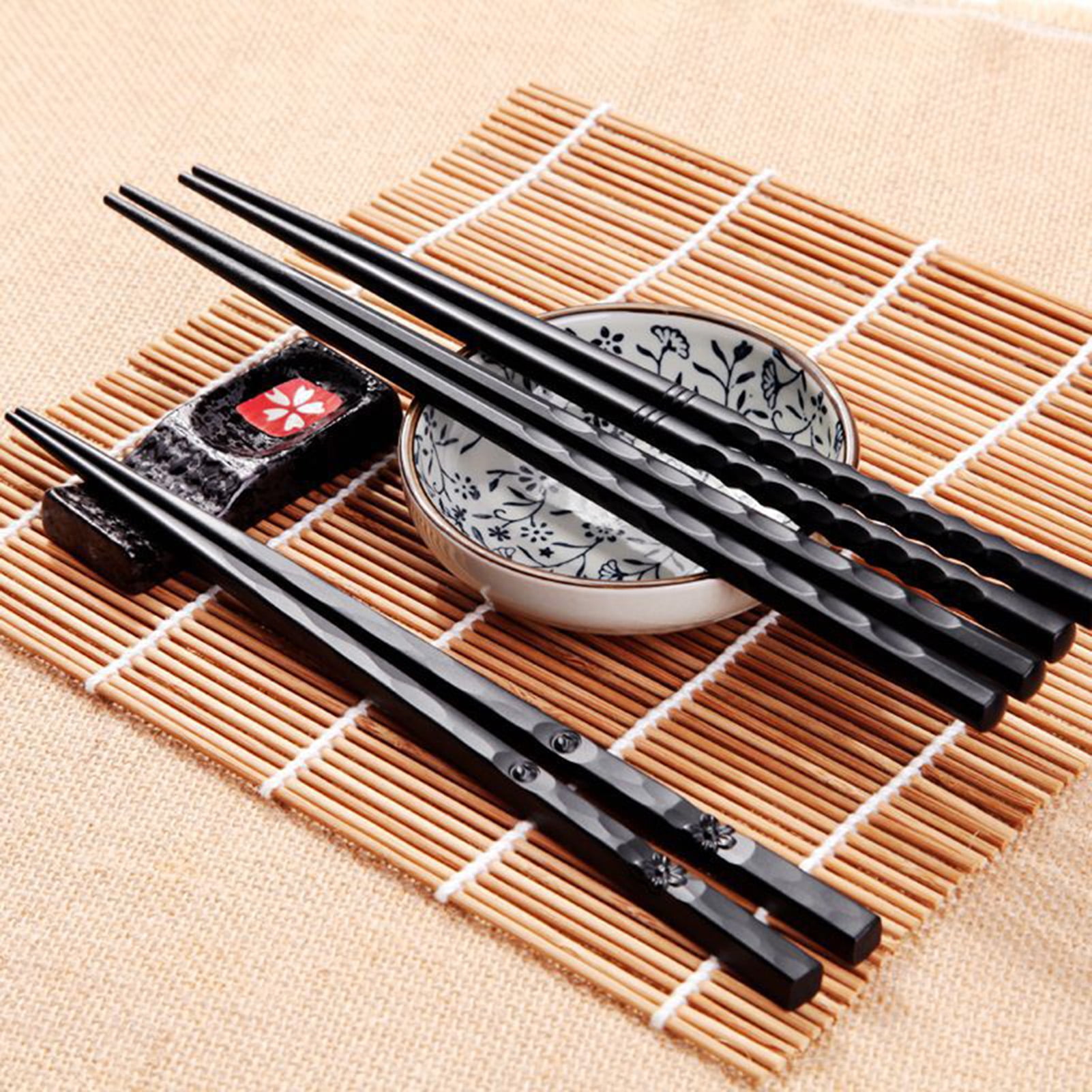 JP_ 10 Pair Reusable Chopsticks Metal Chinese Non-Slip Chop Sticks Tableware S 