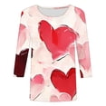 thumbnail image 5 of miqiqism Fashion Valentines Day Women Shirts Hearted Printed Top 3/4 Sleeves Pullover Tops Casual Crewneck Tunic Blouses Tee Shirt,Pink 03,Small, 5 of 5