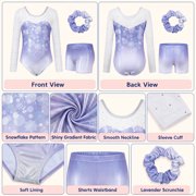 Girls Gymnastics Leotards, Long Sleeve Rhinestone toddler dance outfits with Shorts for Tumbling Ballet