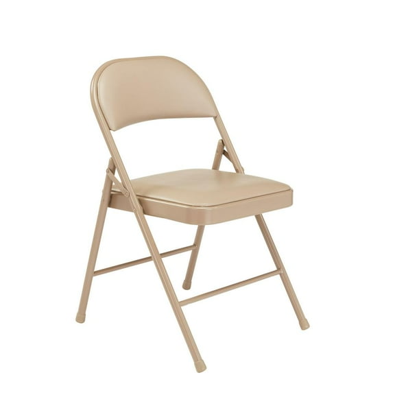 (4 Pack) Commercialine Beige Vinyl Upholstered Folding Chair