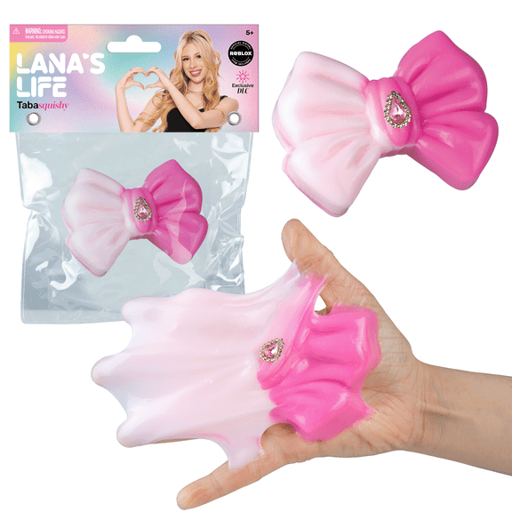 Lana's Life TABA Squishy Pink Hair Bow - Includes Exclusive DLC Digital Item - Lana Rae Inspired TABA Squishy Toys - Soft, Sticky Stress Ball Toys - Fidget Toys and Gifts for Kids and Adults