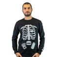 thumbnail image 3 of Glow in the Dark Men's Halloween Skeleton Long sleeve shirt ribcage bones funny food burger soda glowing shirt (Small Black), 3 of 8