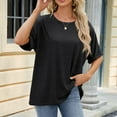 thumbnail image 5 of CALAFEBILA T-Shirts for Women Summer Classic Womes Plus Size Tops,Womens Fashion Solid Color T-shirt Summer Short Sleeve Crew Neck Womens Casual Tops, 5 of 7