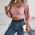 thumbnail image 5 of Women's Casual Sleeve Tie Waist Chiffon Shirt With Navel Top Short Sleeve Athletic Shirt Womens Striped Tee Shirts Short Sleeve Girls Shirts Long Sleeve Tee Shirt Women Graphic Women Shirt Summer, 5 of 7