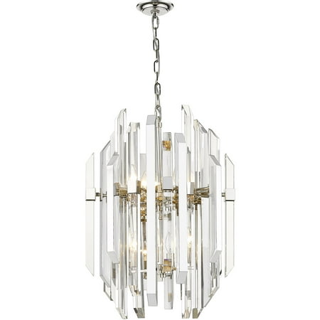 

Polished Nickel Tone Finish Pendants 28 Long Clear Crystal Shade Steel Material Candelabra 9 Light Fixture