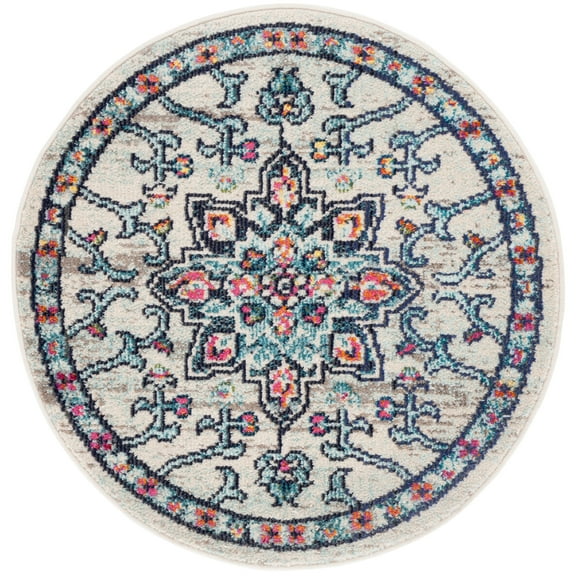 SAFAVIEH Madison Dalia Oriental Area Rug, Cream/Blue, 3' x 3' Round