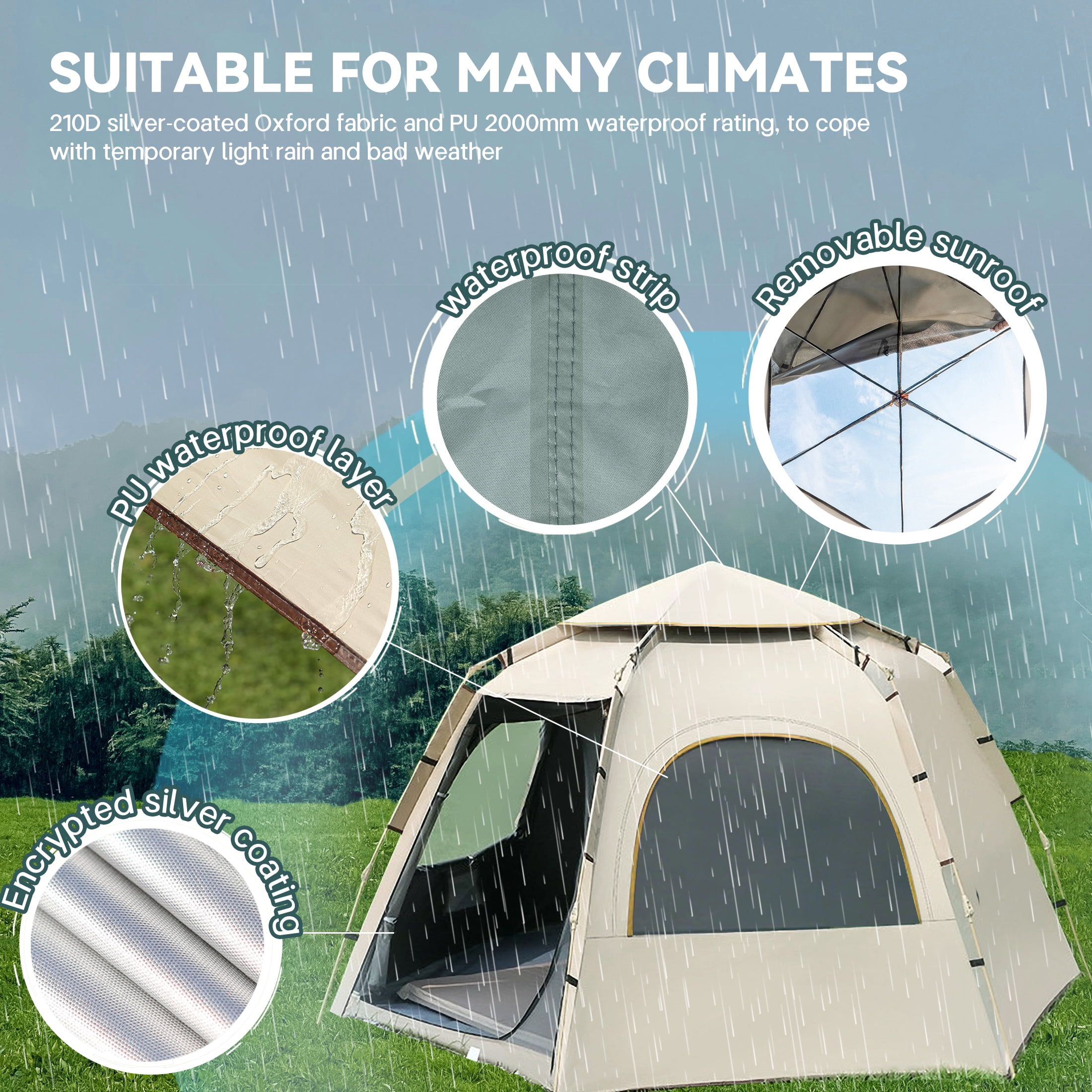 EZBY 3-4 Person Tents for Camping,Instant Pop Up Camping Tent with