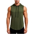 thumbnail image 2 of Tqyyweavej Athletic Shirts for Men Quick Dry Drawstring Solid Color Pullover Breathable Short Sleeve Tank Tops with Hood Size M to 3XL, 2 of 10