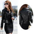 thumbnail image 6 of Women's Faux Leather Motorcycle Jacket PU Slim Short Biker Coat, 6 of 6